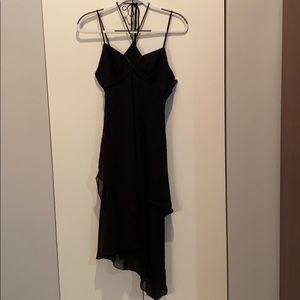 BCBGMaxAzria Black Silk Asymmetrical Dress